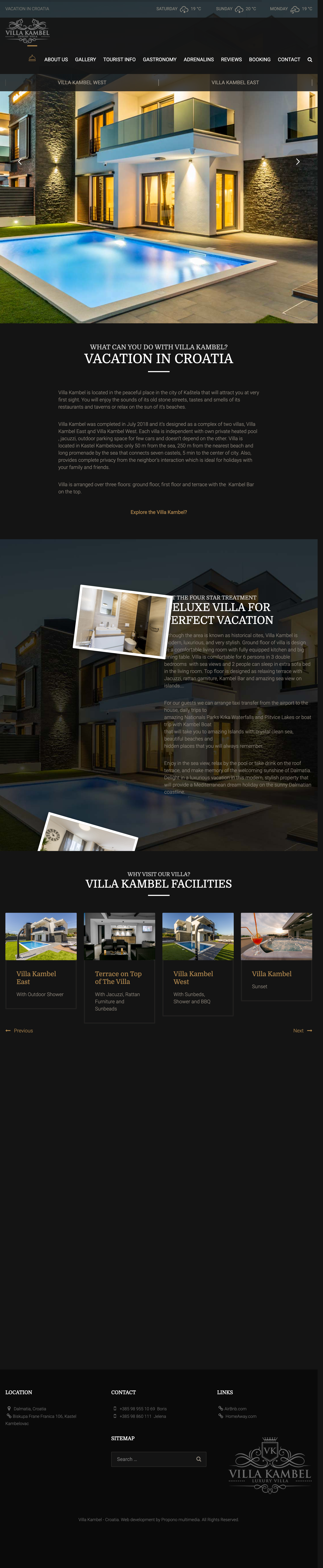 Villa Kambel web stranica — web dizajn i development Propono